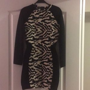 Zebra print long sleeve dress